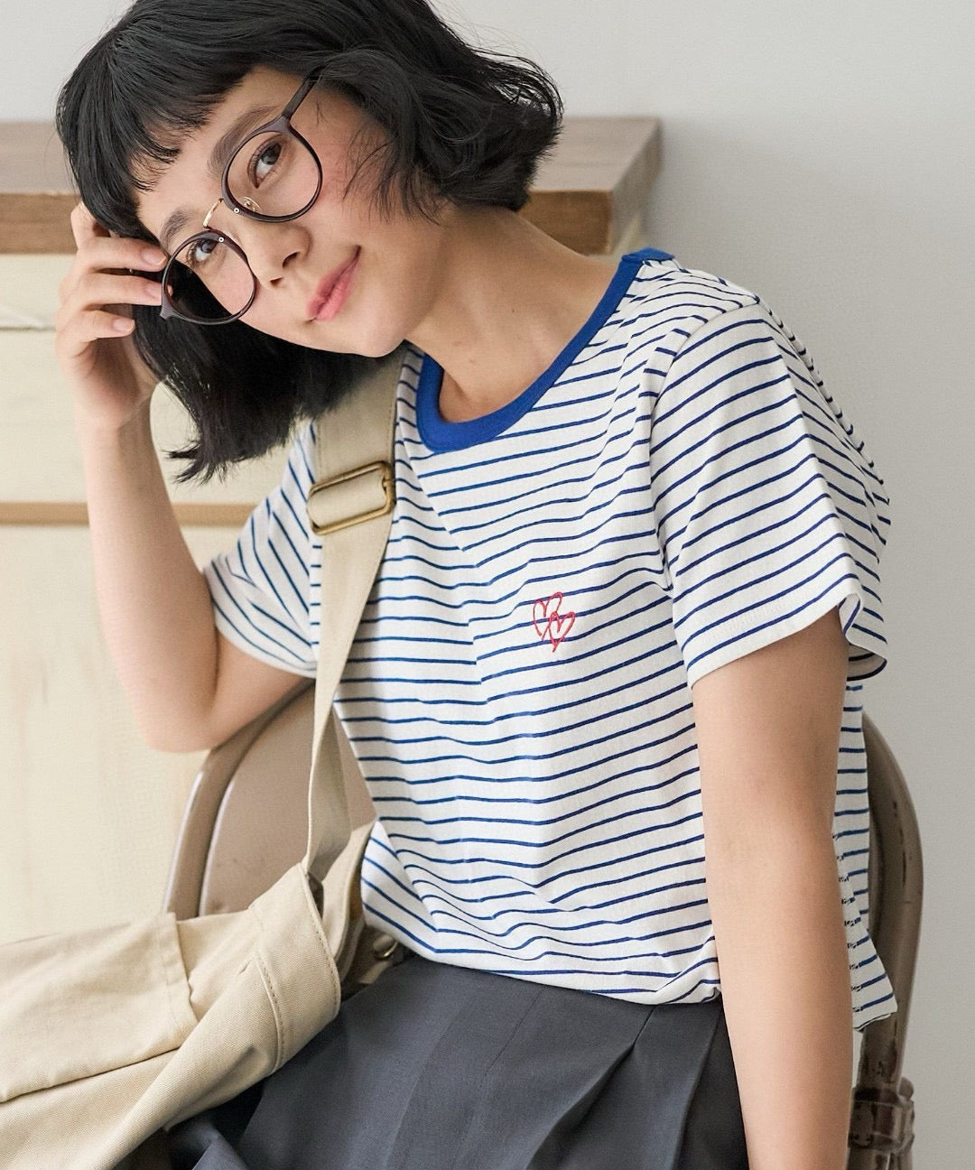 🇯🇵 FREAK'S STORE / 心心刺繍 Tシャツ