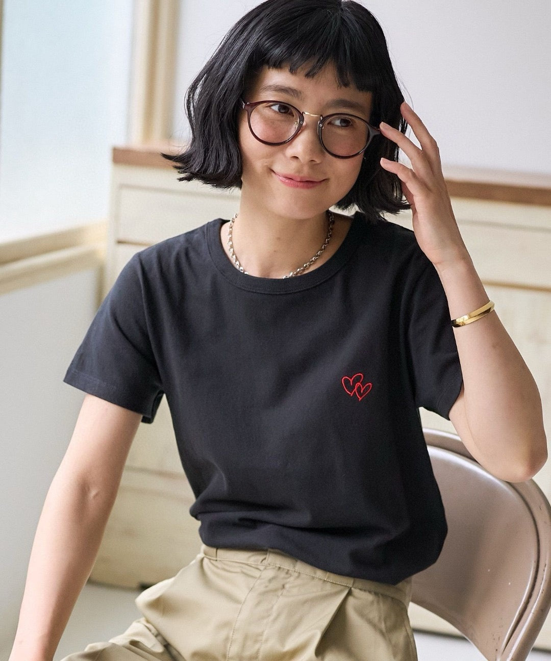 🇯🇵 FREAK'S STORE / 心心刺繍 Tシャツ