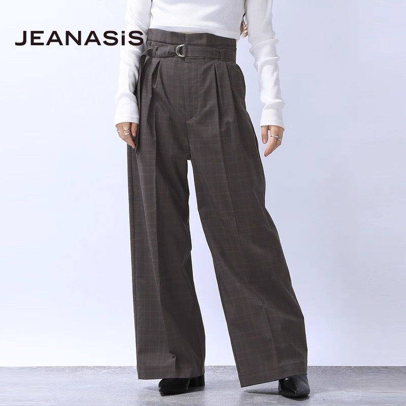 🇯🇵JEANASiS【W waist belt tuck wide pants 】