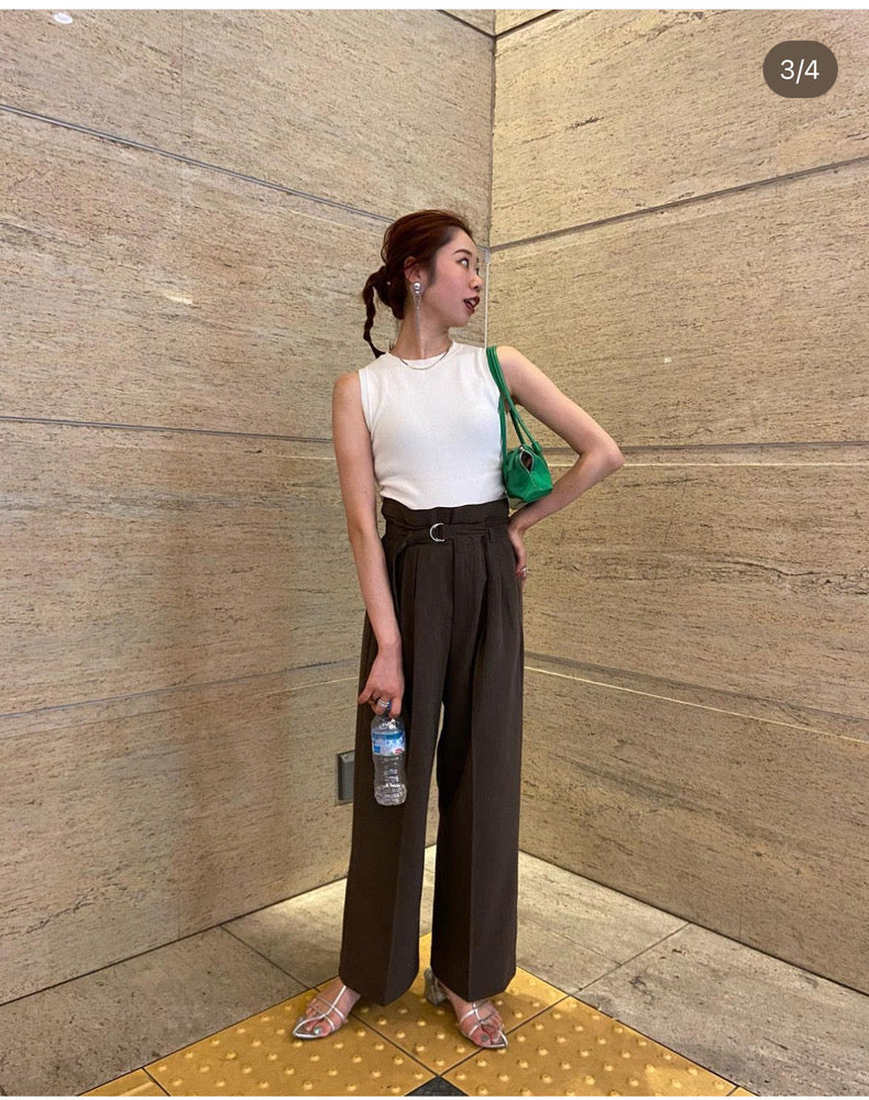 🇯🇵JEANASiS【W waist belt tuck wide pants 】