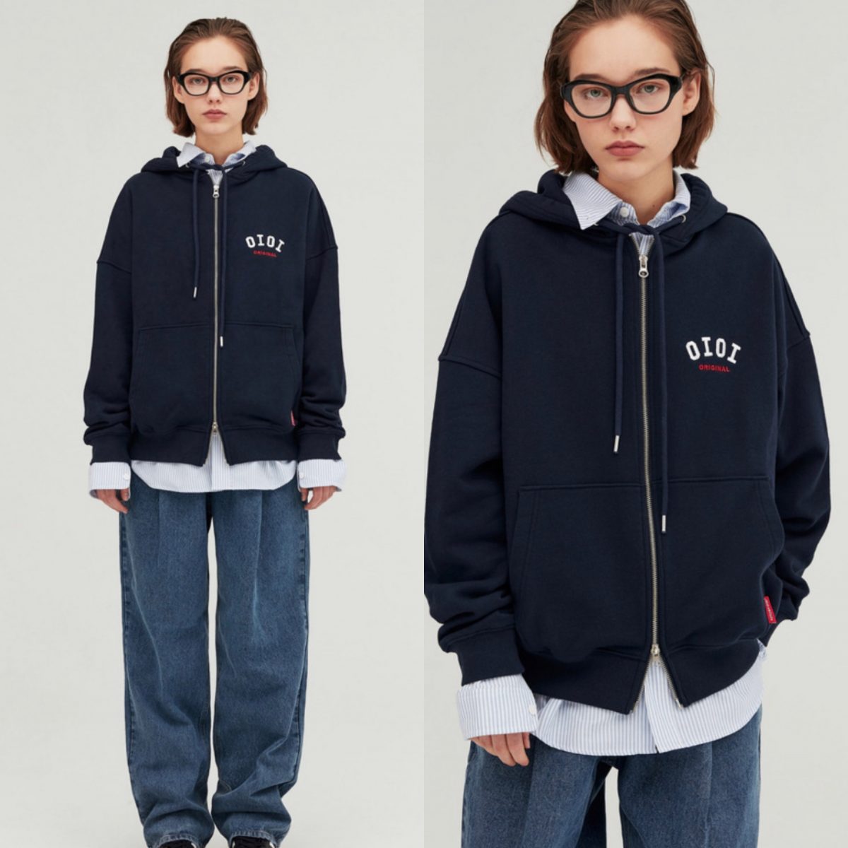 🇰🇷 5252 BY O!Oi ☆ ★. Logo Hood U/D ZIP
