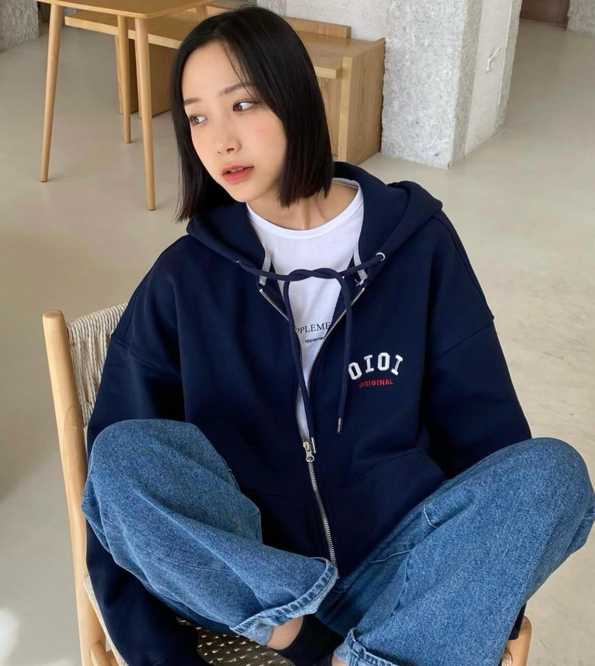 🇰🇷 5252 BY O!Oi ☆ ★. Logo Hood U/D ZIP