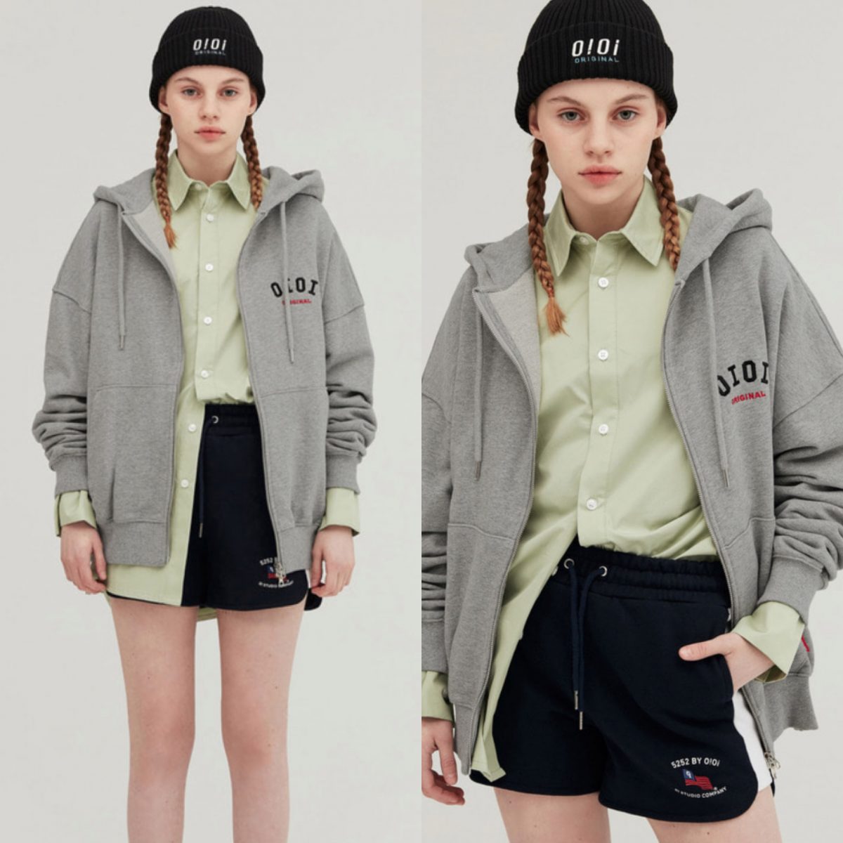 🇰🇷 5252 BY O!Oi ☆ ★. Logo Hood U/D ZIP