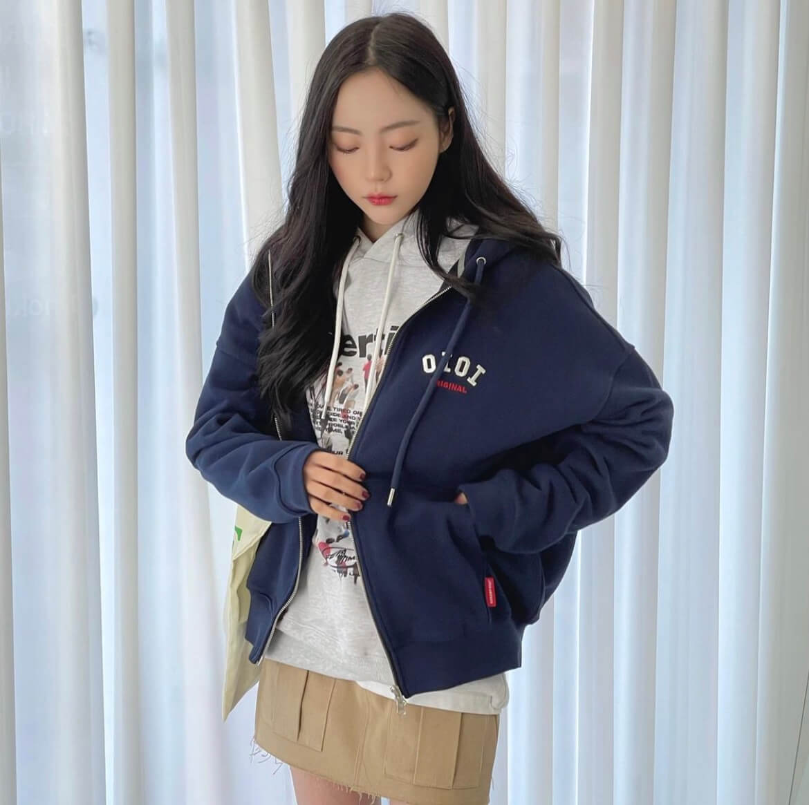 🇰🇷 5252 BY O!Oi ☆ ★. Logo Hood U/D ZIP