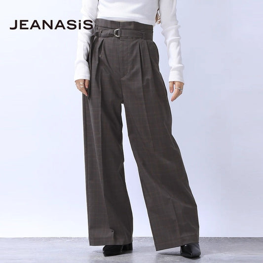🇯🇵JS【W waist belt tuck wide pants 】